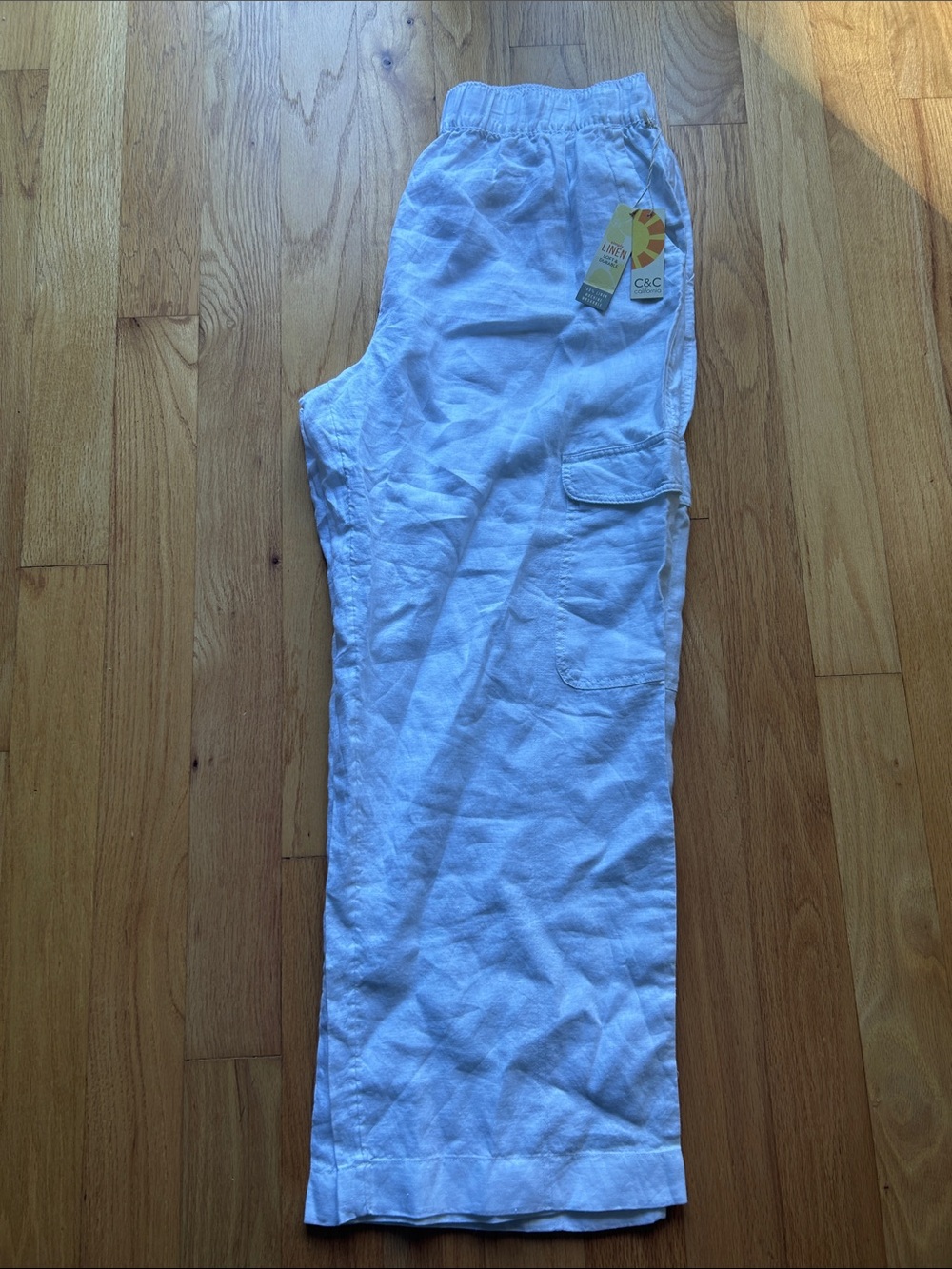 C&C California White Linen Soft Cargo Pants